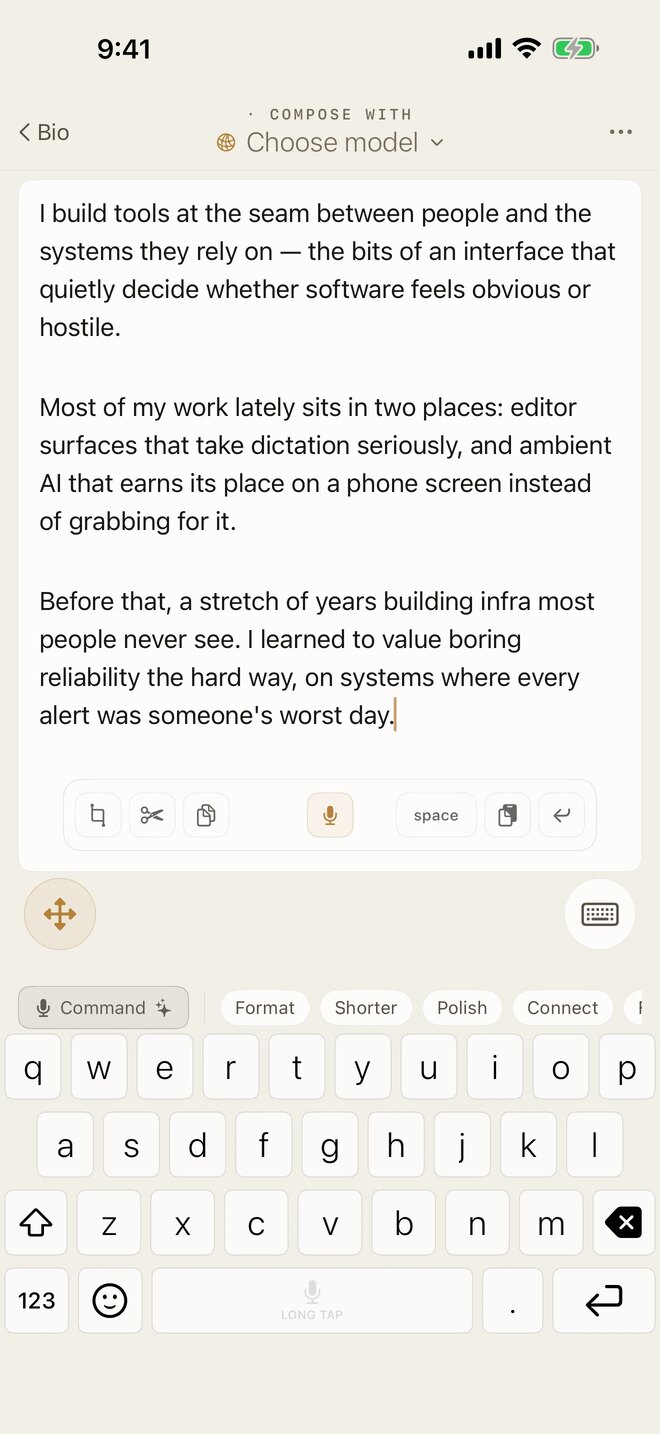 The Talkie keyboard dictating into a text field